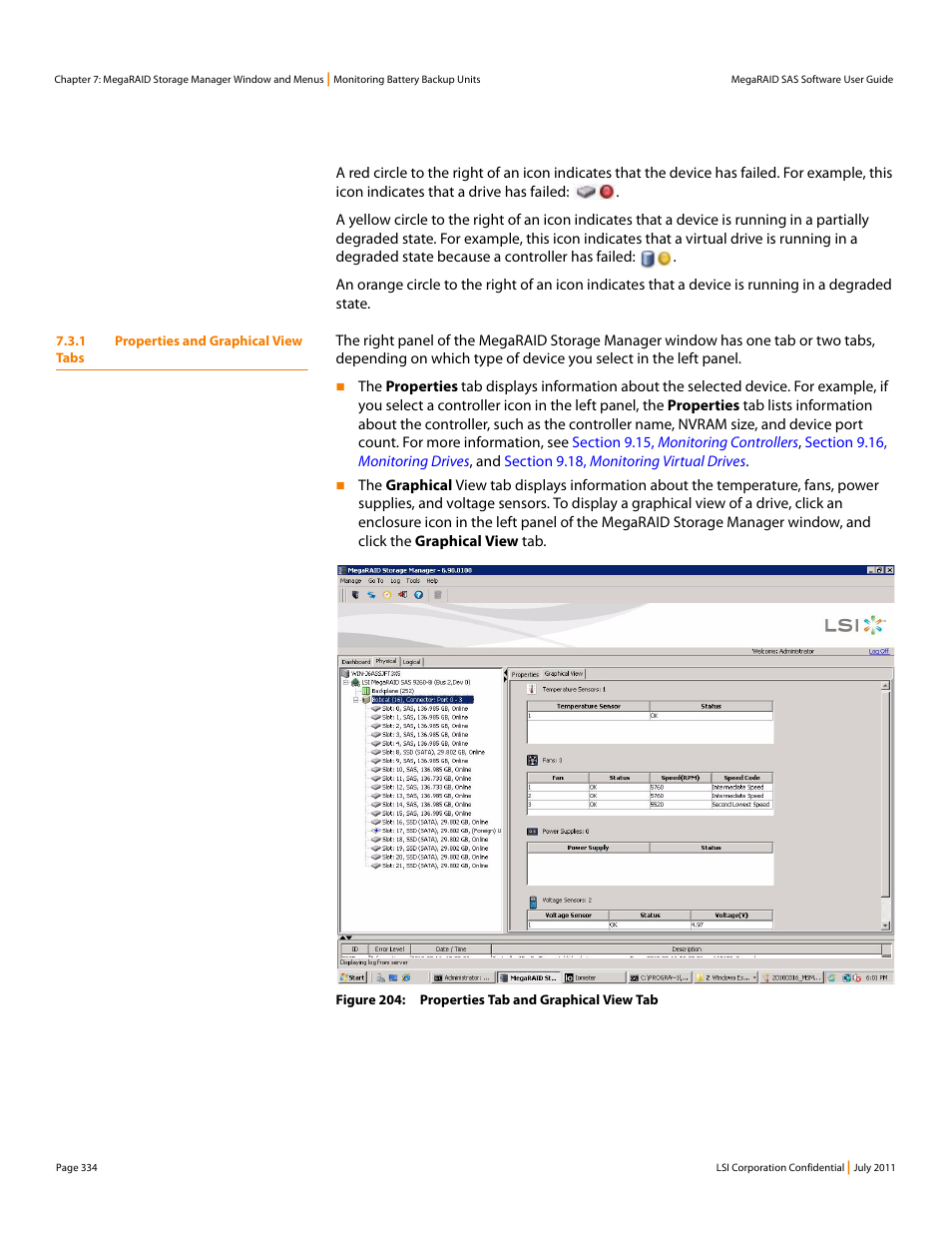 1 properties and graphical view tabs | Avago Technologies MegaRAID Fast Path Software User Manual | Page 334 / 502