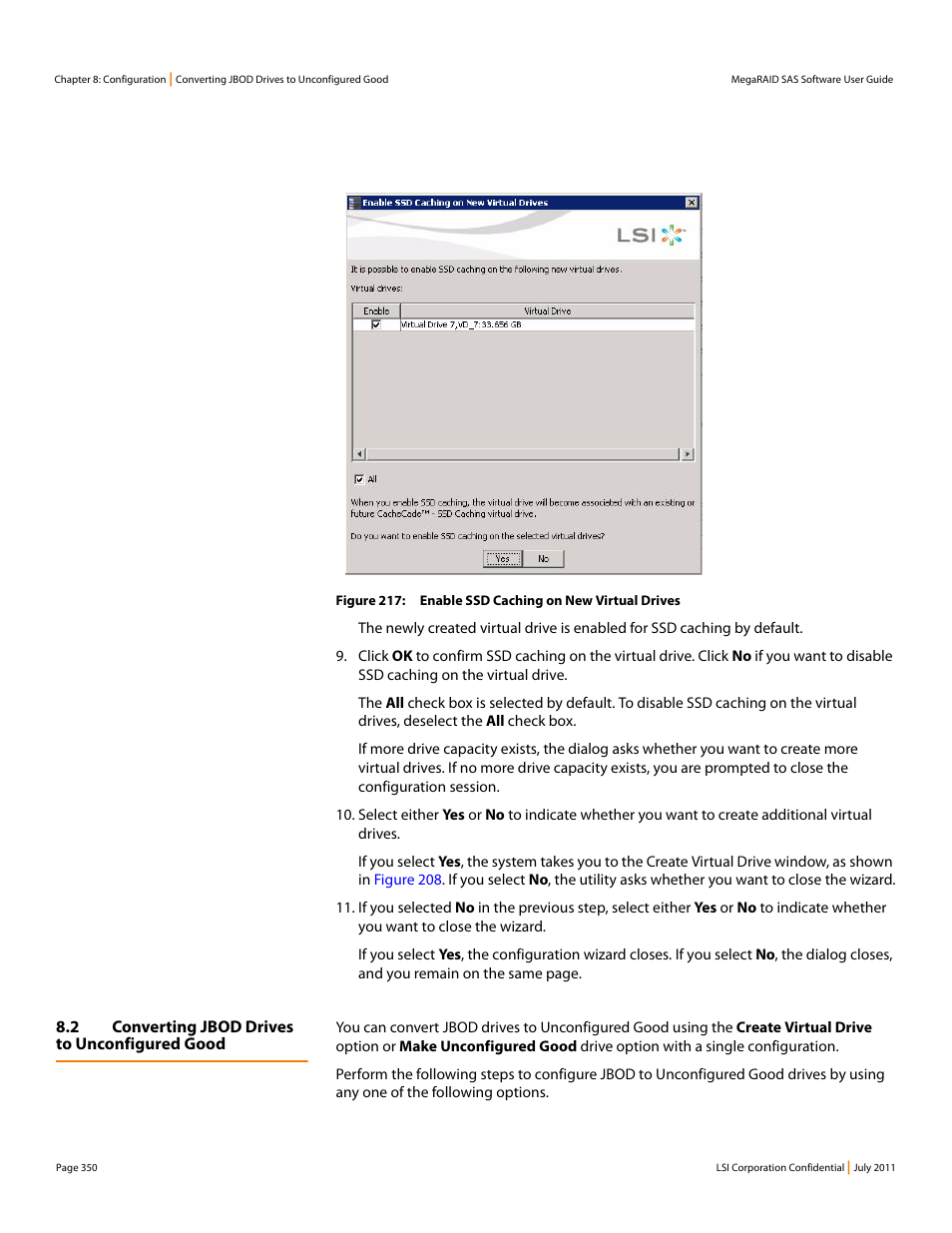 2 converting jbod drives to unconfigured good | Avago Technologies MegaRAID Fast Path Software User Manual | Page 350 / 502