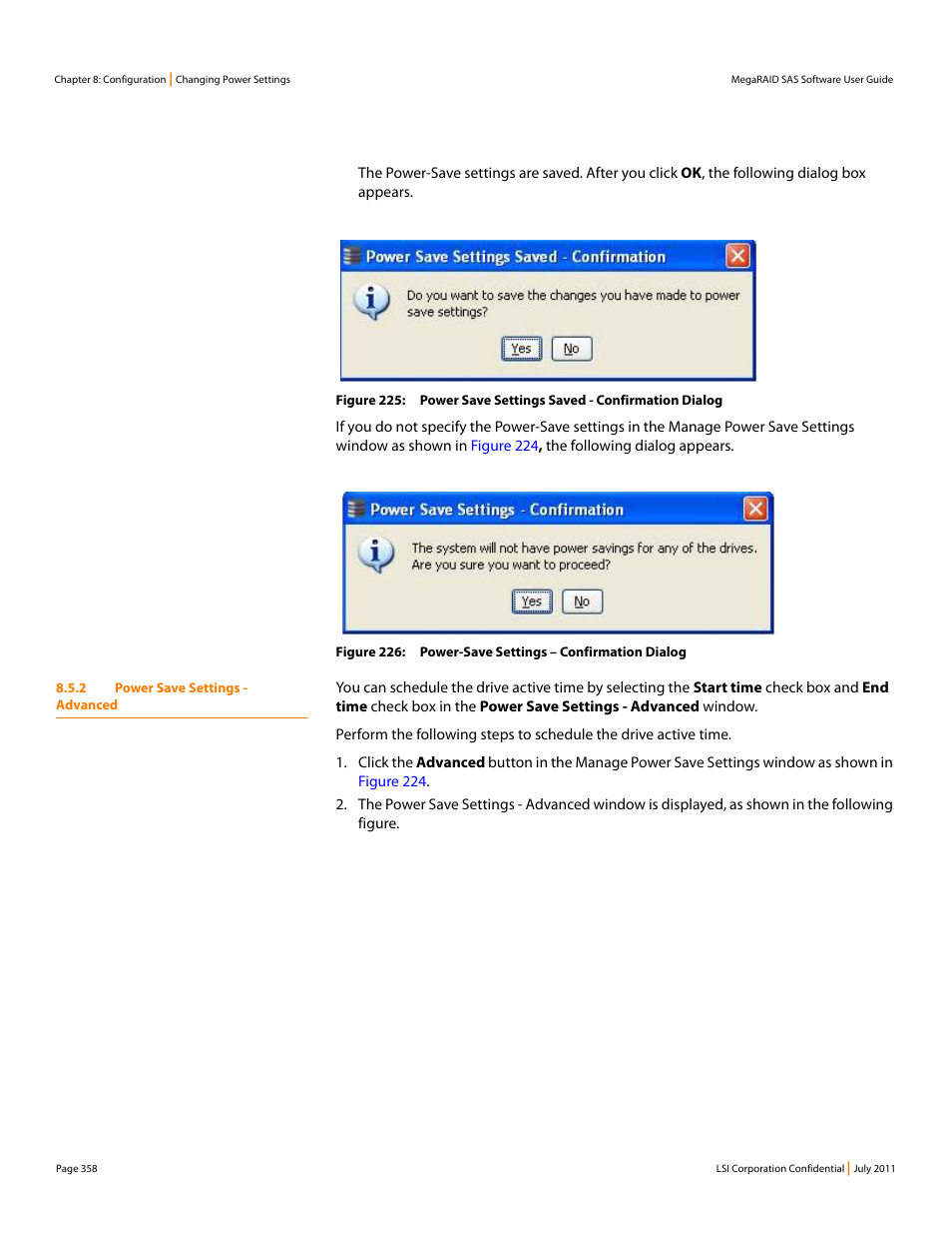 2 power save settings - advanced | Avago Technologies MegaRAID Fast Path Software User Manual | Page 358 / 502