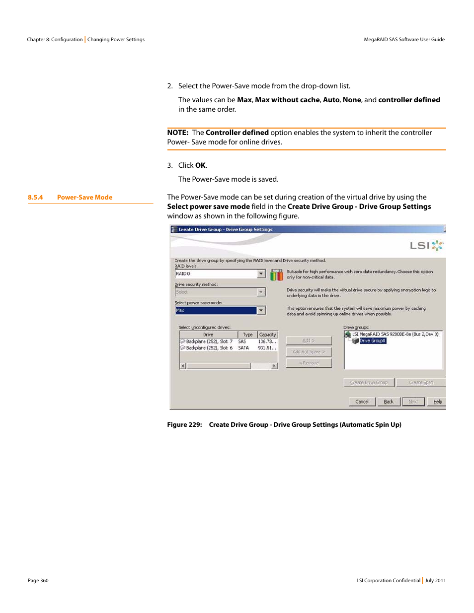 4 power-save mode | Avago Technologies MegaRAID Fast Path Software User Manual | Page 360 / 502