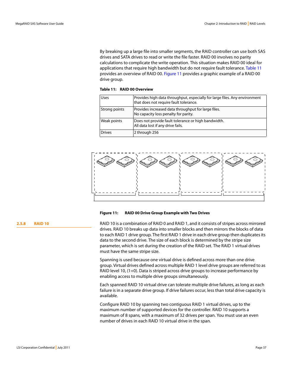 8 raid 10 | Avago Technologies MegaRAID Fast Path Software User Manual | Page 37 / 502