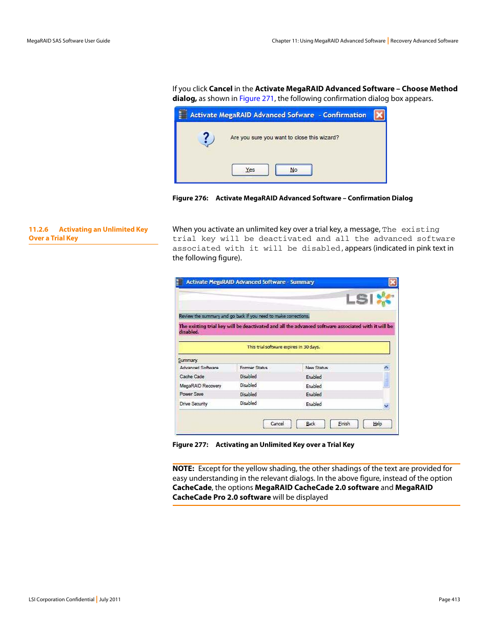 6 activating an unlimited key over a trial key | Avago Technologies MegaRAID Fast Path Software User Manual | Page 413 / 502
