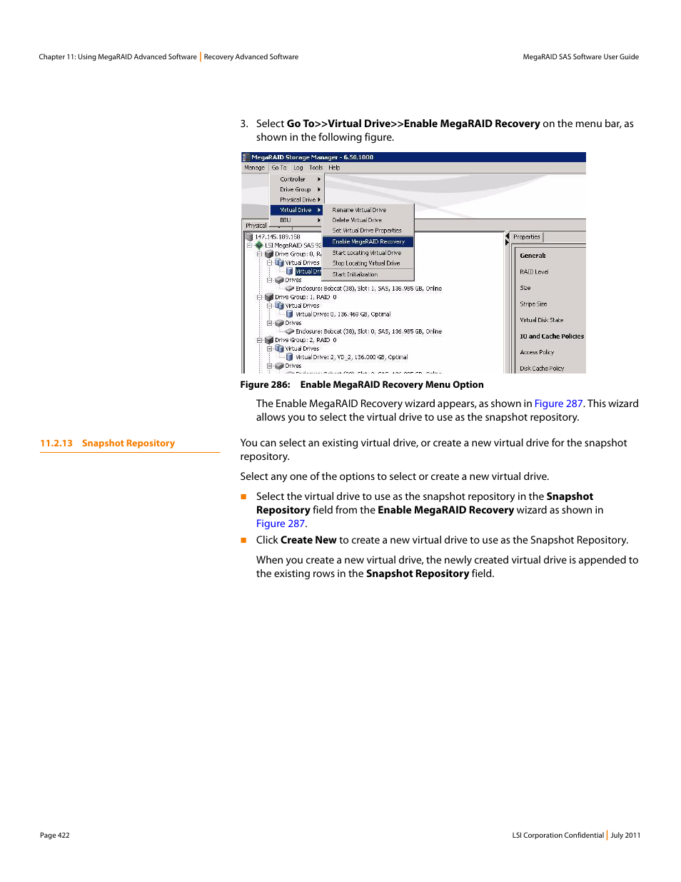 13 snapshot repository | Avago Technologies MegaRAID Fast Path Software User Manual | Page 422 / 502