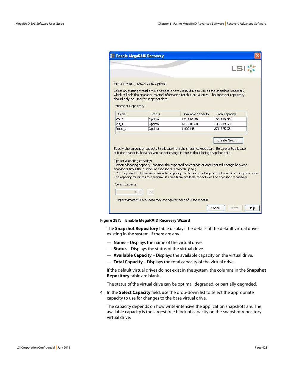 Figure 287, This wiza | Avago Technologies MegaRAID Fast Path Software User Manual | Page 423 / 502