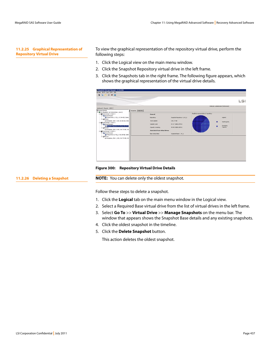 26 deleting a snapshot | Avago Technologies MegaRAID Fast Path Software User Manual | Page 437 / 502