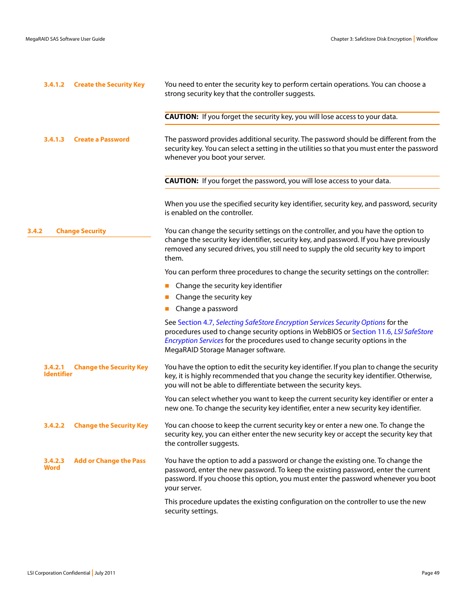 2 change security | Avago Technologies MegaRAID Fast Path Software User Manual | Page 49 / 502