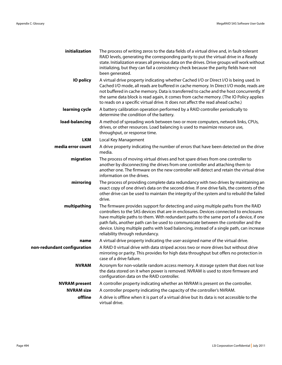 Avago Technologies MegaRAID Fast Path Software User Manual | Page 494 / 502