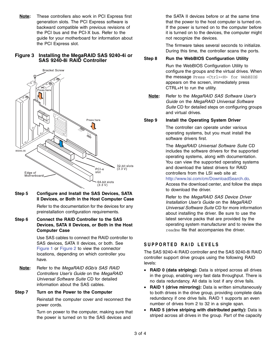 Supported raid levels, Figure 3 | Avago Technologies MegaRAID SAS 9240-4i User Manual | Page 3 / 4