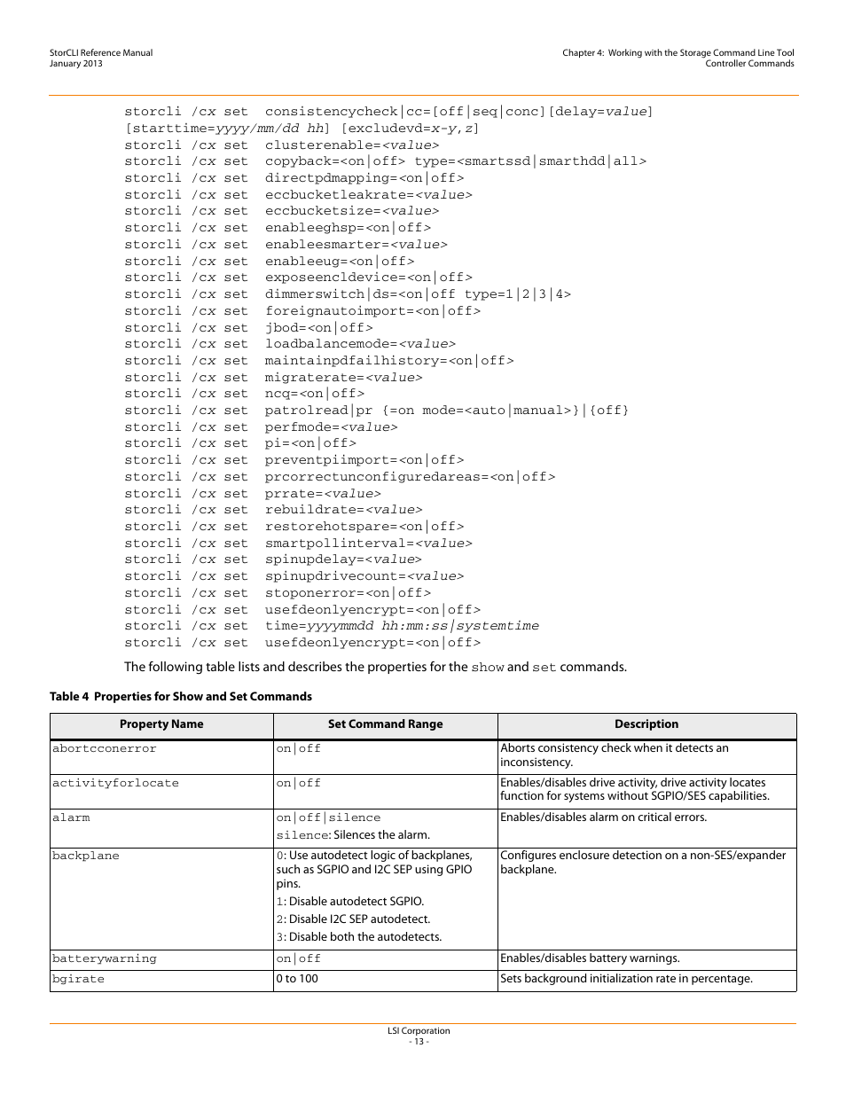 Table 4 | Avago Technologies MegaRAID SAS 9240-4i User Manual | Page 13 / 80
