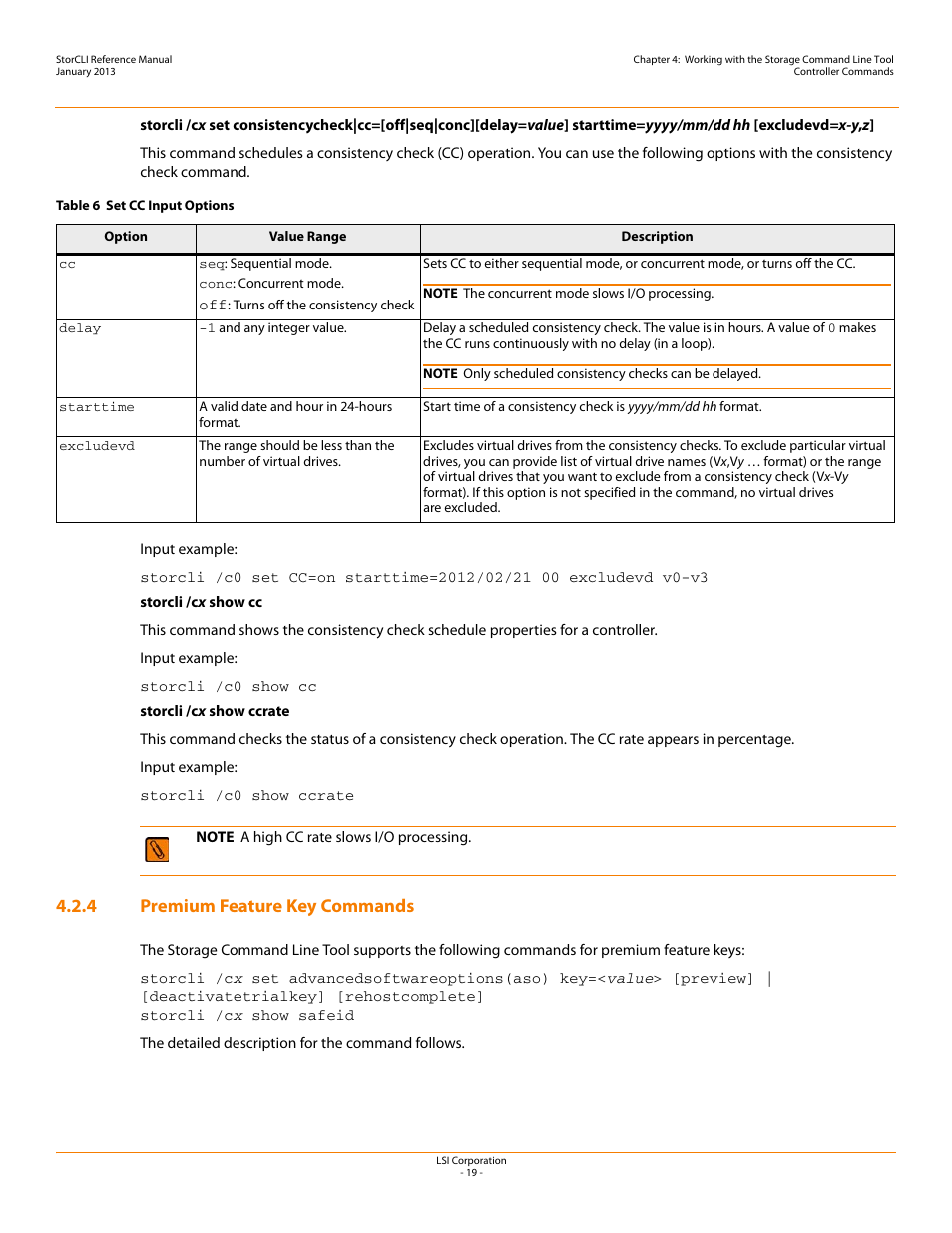 4 premium feature key commands | Avago Technologies MegaRAID SAS 9240-4i User Manual | Page 19 / 80