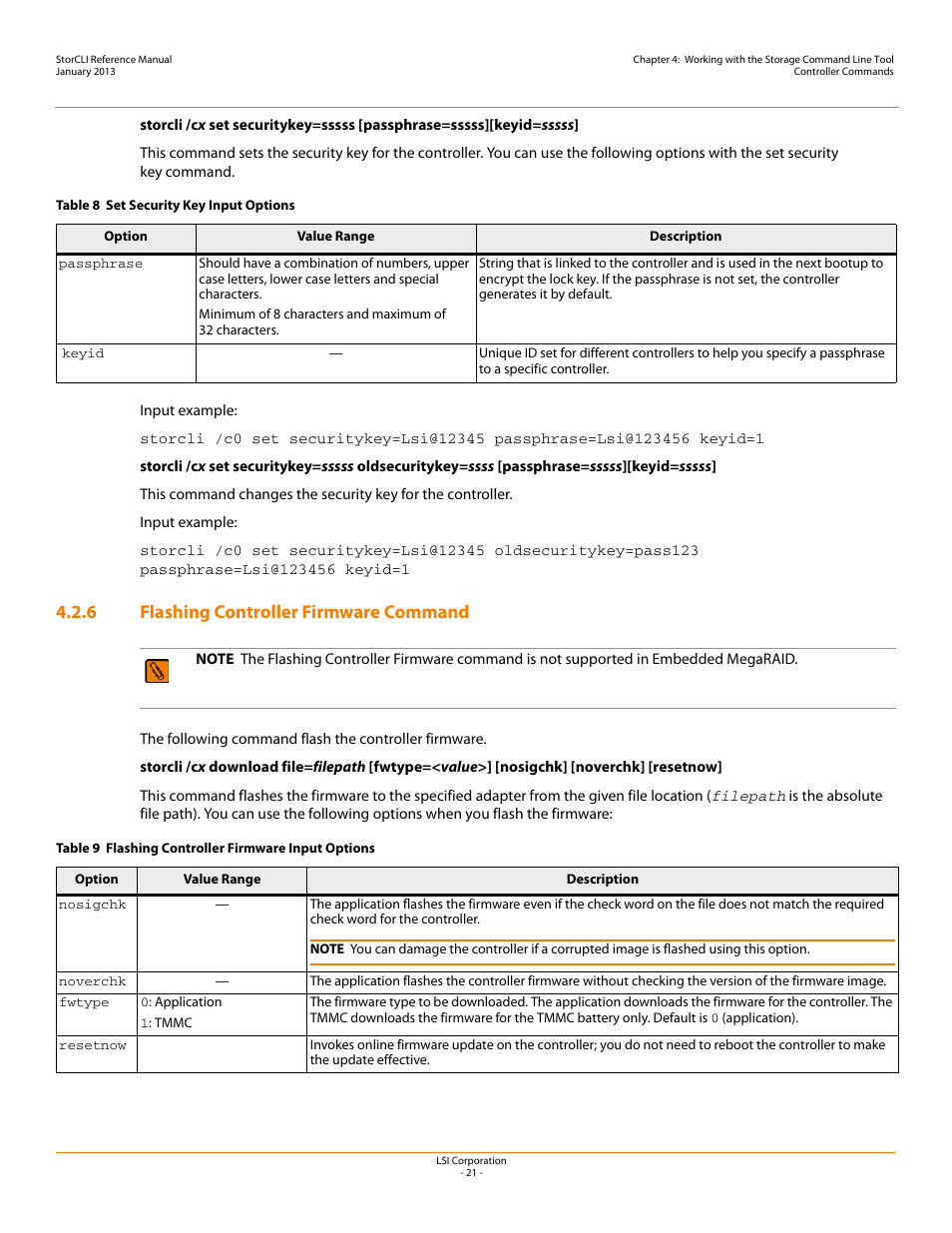 6 flashing controller firmware command | Avago Technologies MegaRAID SAS 9240-4i User Manual | Page 21 / 80