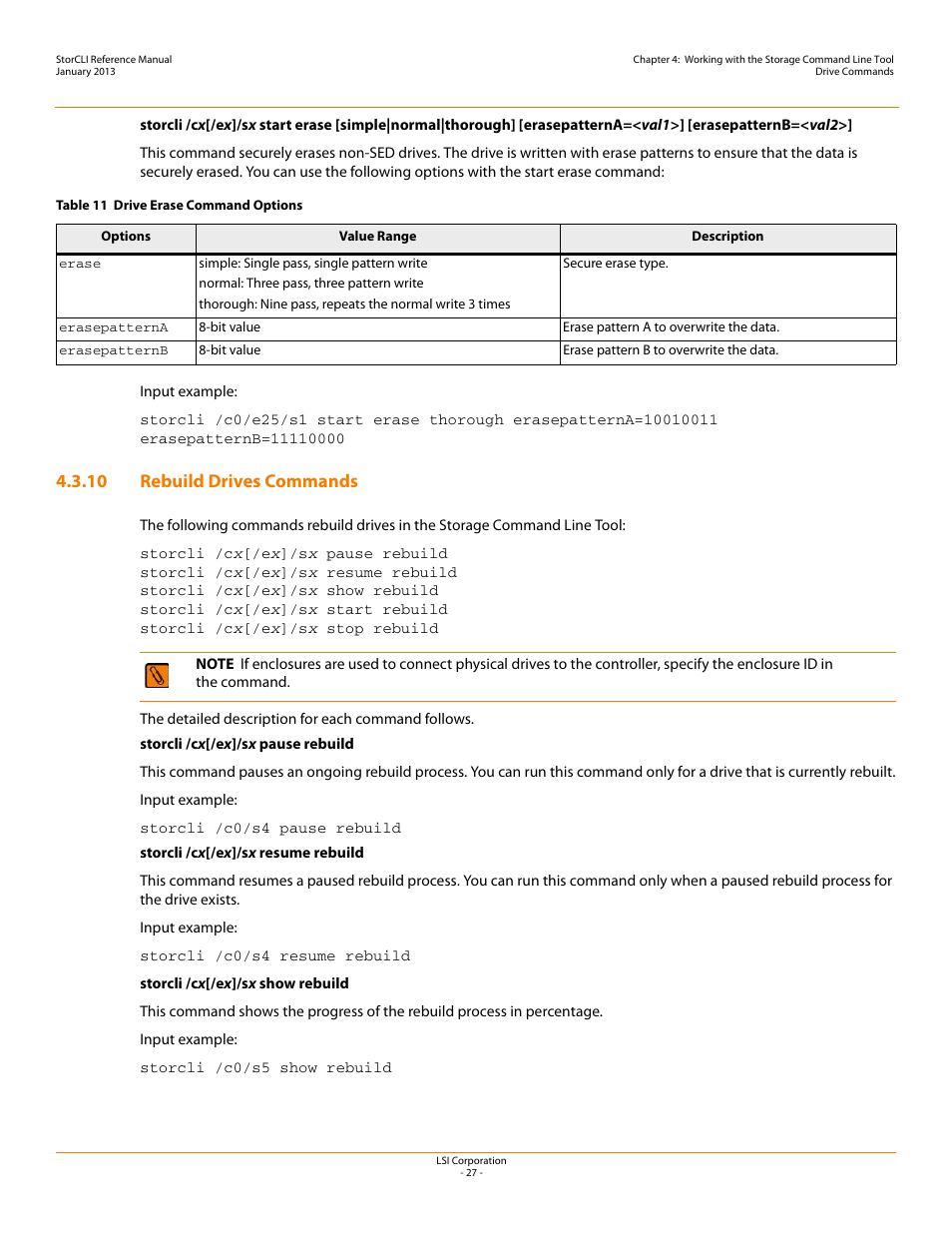 10 rebuild drives commands | Avago Technologies MegaRAID SAS 9240-4i User Manual | Page 27 / 80