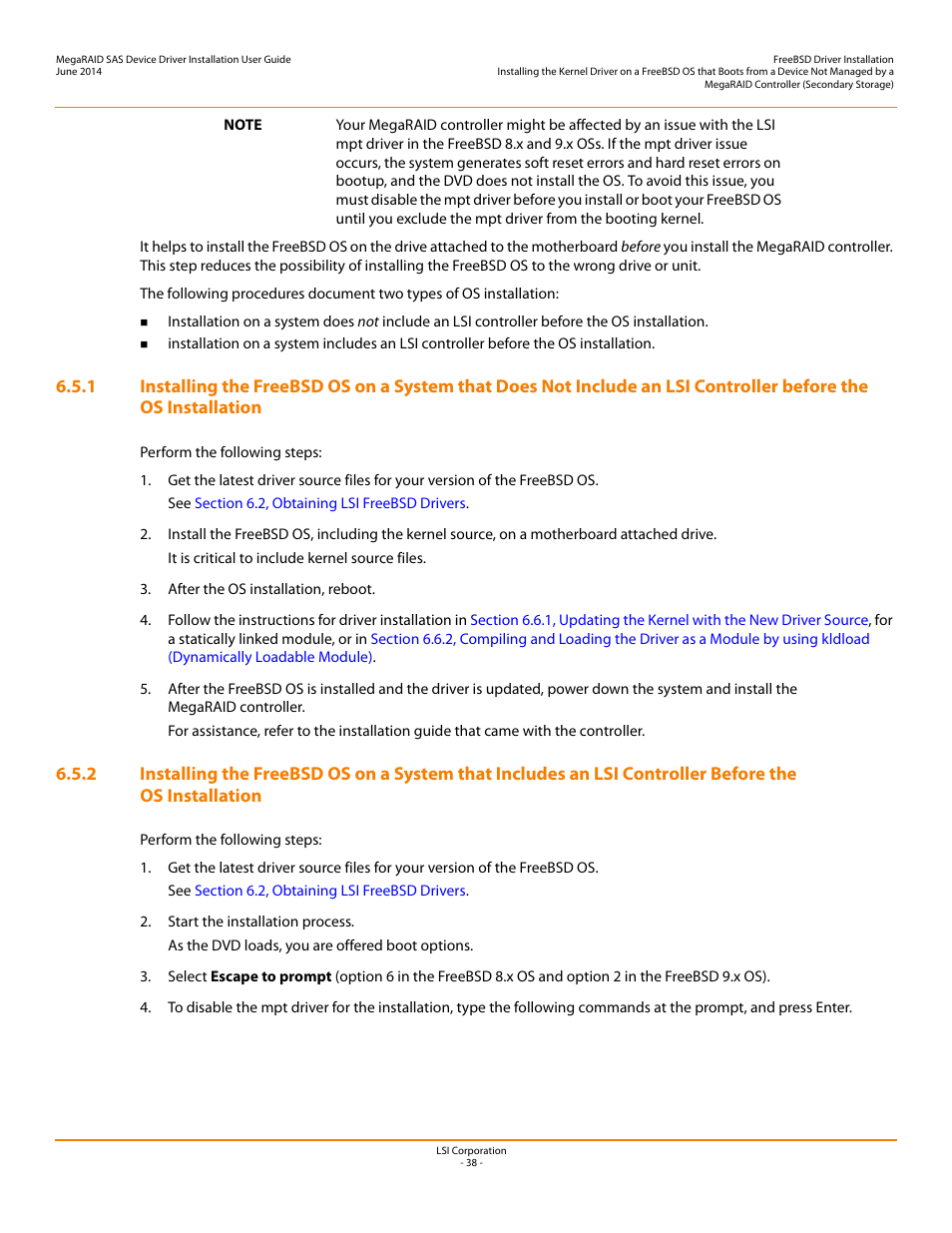 Avago Technologies MegaRAID SAS 9240-4i User Manual | Page 38 / 64