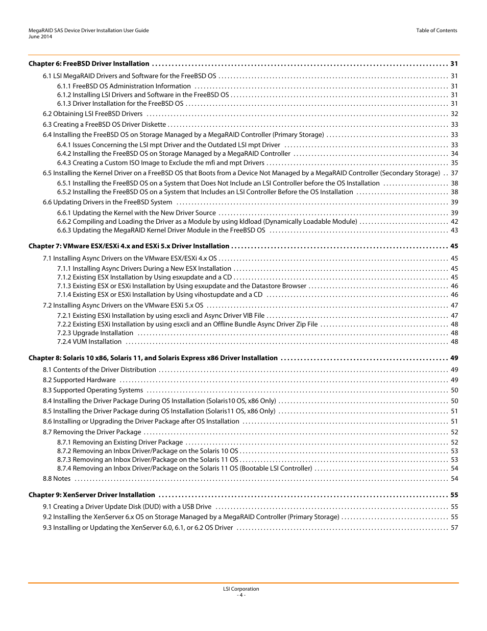 Avago Technologies MegaRAID SAS 9240-4i User Manual | Page 4 / 64