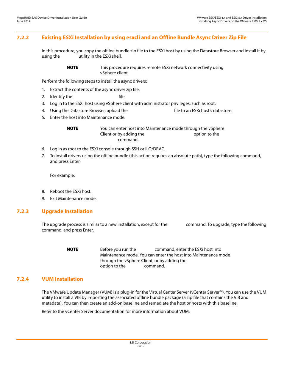 3 upgrade installation, 4 vum installation | Avago Technologies MegaRAID SAS 9240-4i User Manual | Page 48 / 64