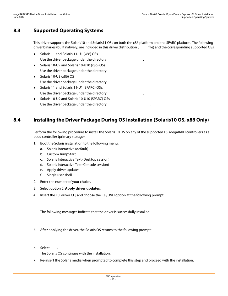 3 supported operating systems | Avago Technologies MegaRAID SAS 9240-4i User Manual | Page 50 / 64