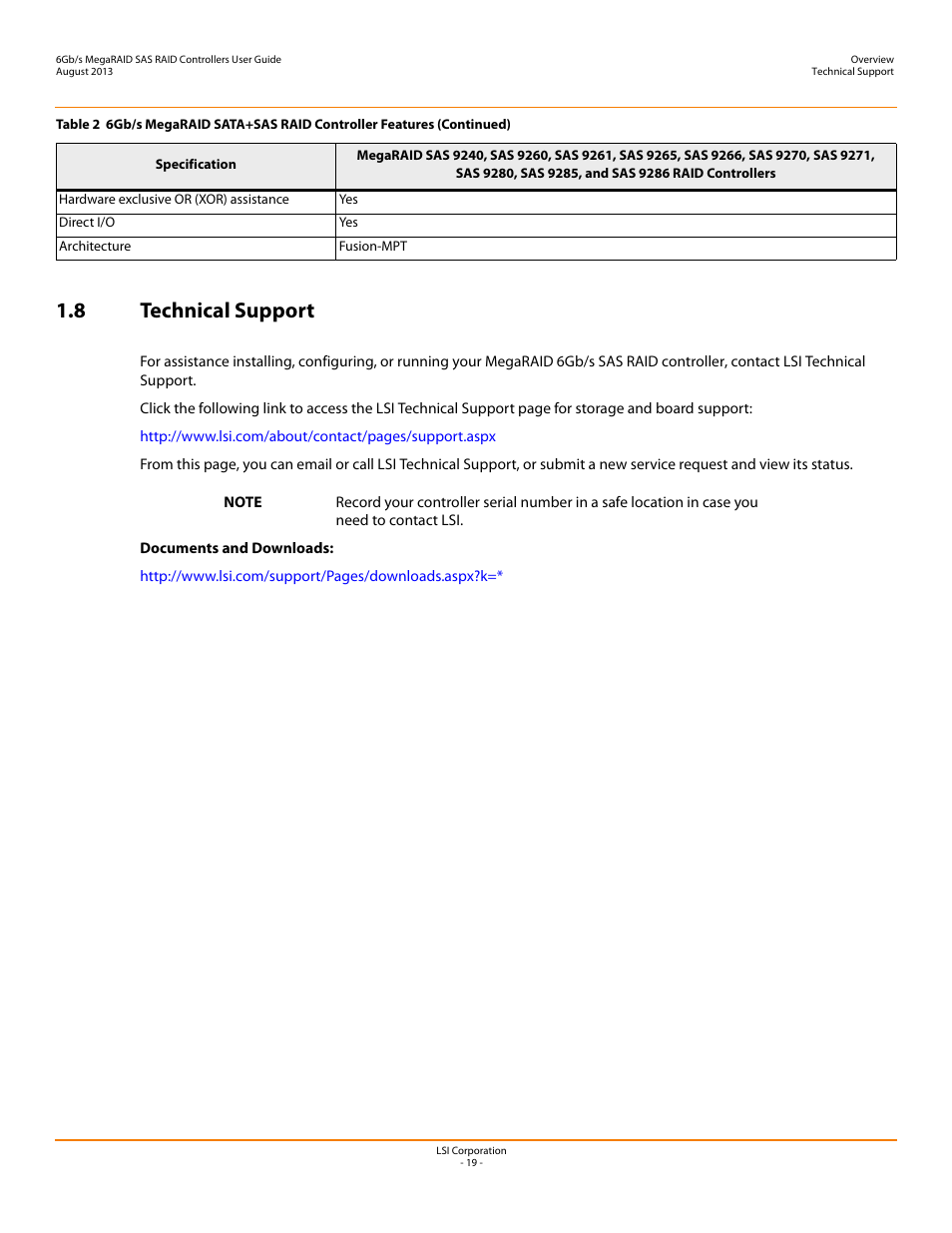 8 technical support | Avago Technologies MegaRAID SAS 9240-4i User Manual | Page 19 / 92