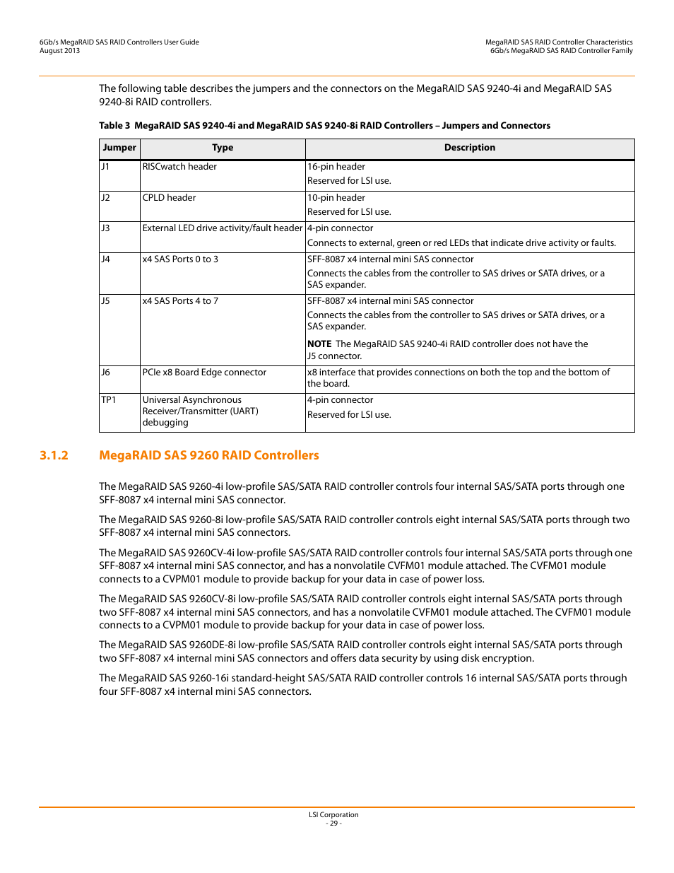 2 megaraid sas 9260 raid controllers | Avago Technologies MegaRAID SAS 9240-4i User Manual | Page 29 / 92