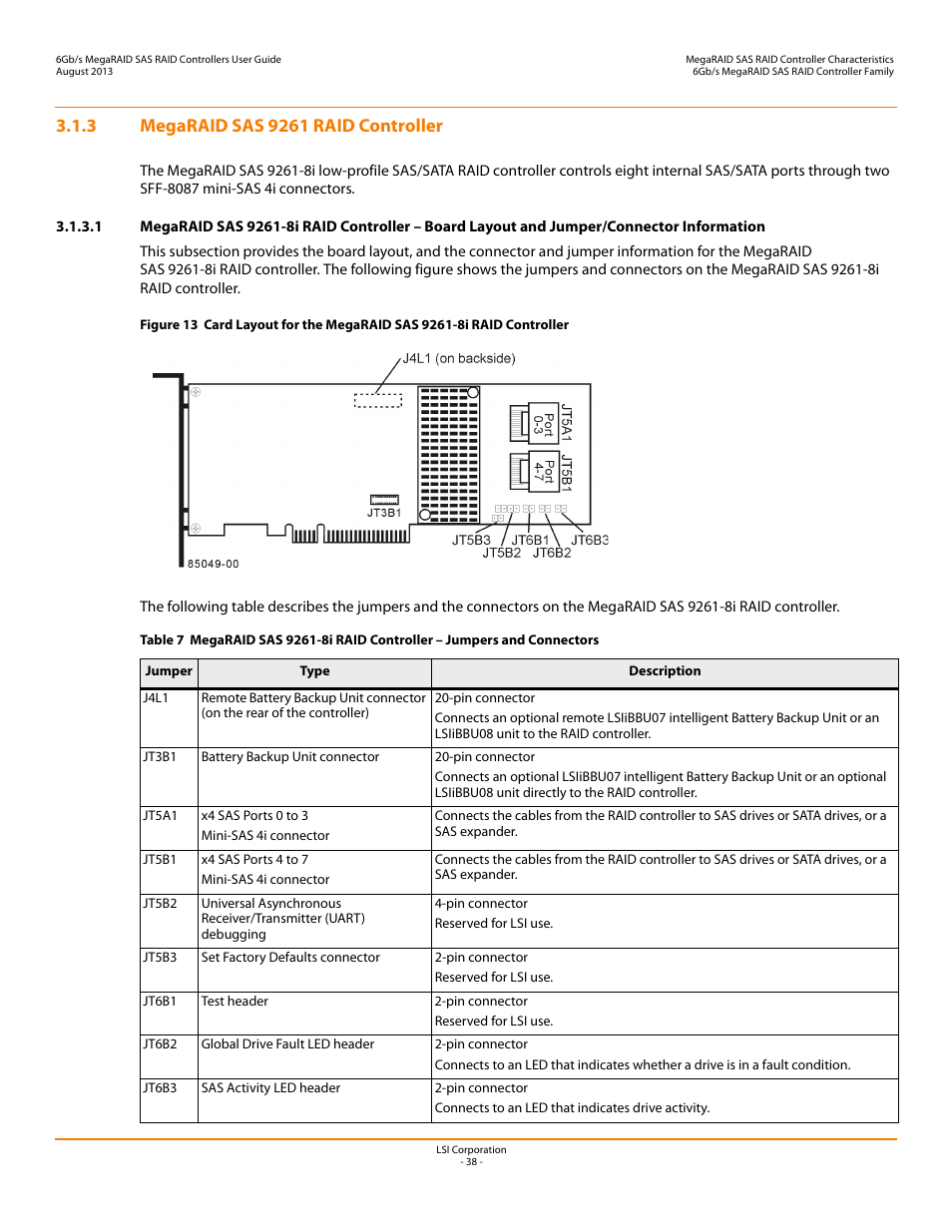 3 megaraid sas 9261 raid controller | Avago Technologies MegaRAID SAS 9240-4i User Manual | Page 38 / 92