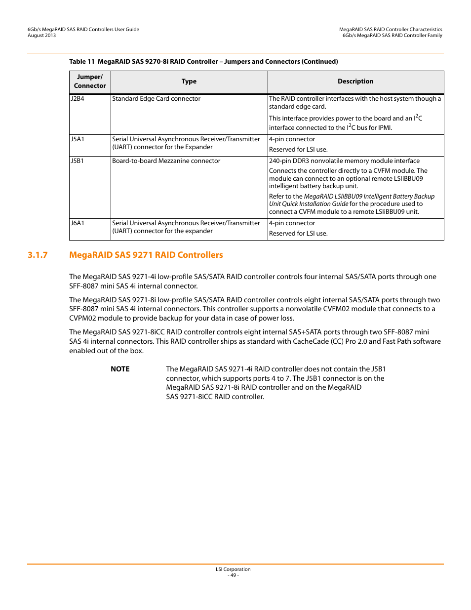 7 megaraid sas 9271 raid controllers | Avago Technologies MegaRAID SAS 9240-4i User Manual | Page 49 / 92