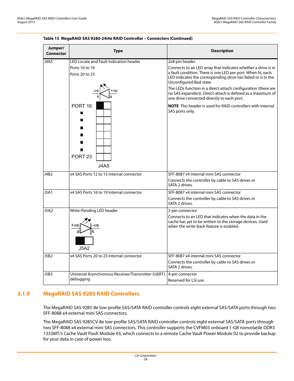 9 megaraid sas 9285 raid controllers | Avago Technologies MegaRAID SAS 9240-4i User Manual | Page 58 / 92