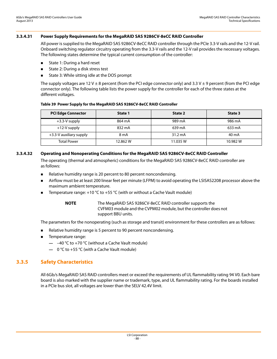 5 safety characteristics | Avago Technologies MegaRAID SAS 9240-4i User Manual | Page 88 / 92