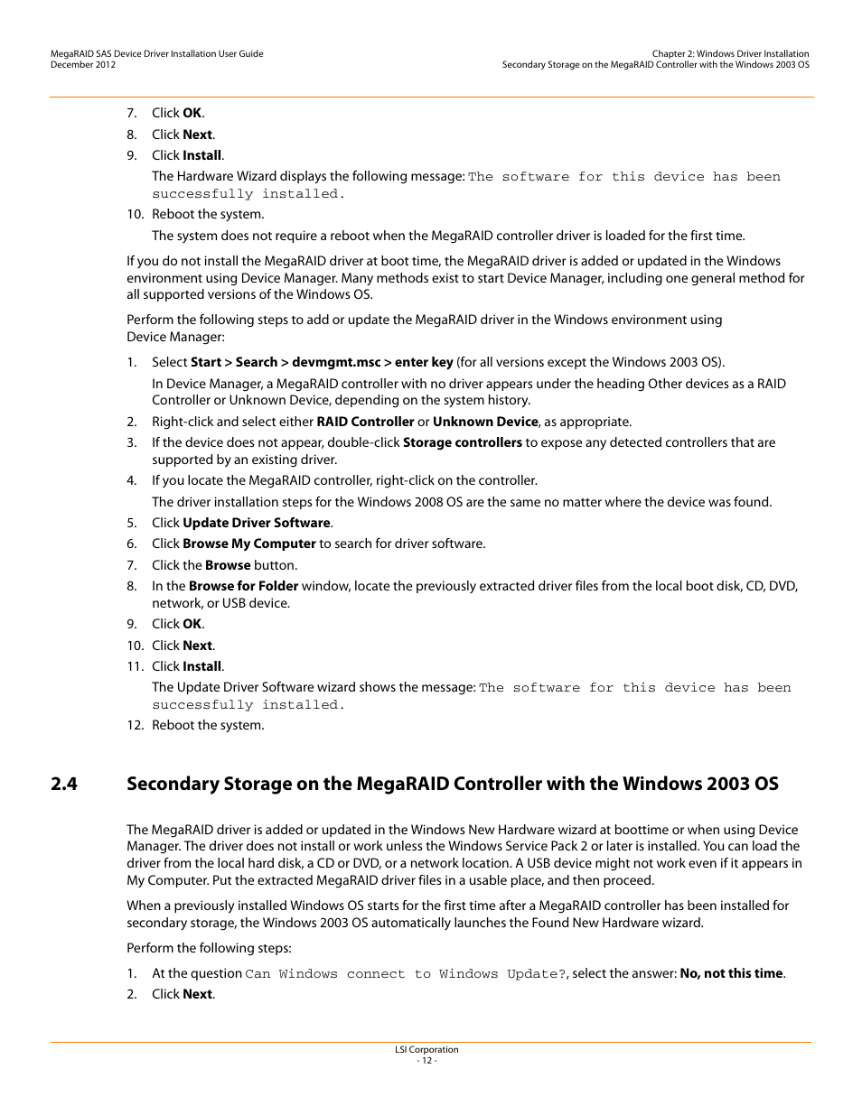 Avago Technologies MegaRAID SAS 9240-4i User Manual | Page 12 / 49