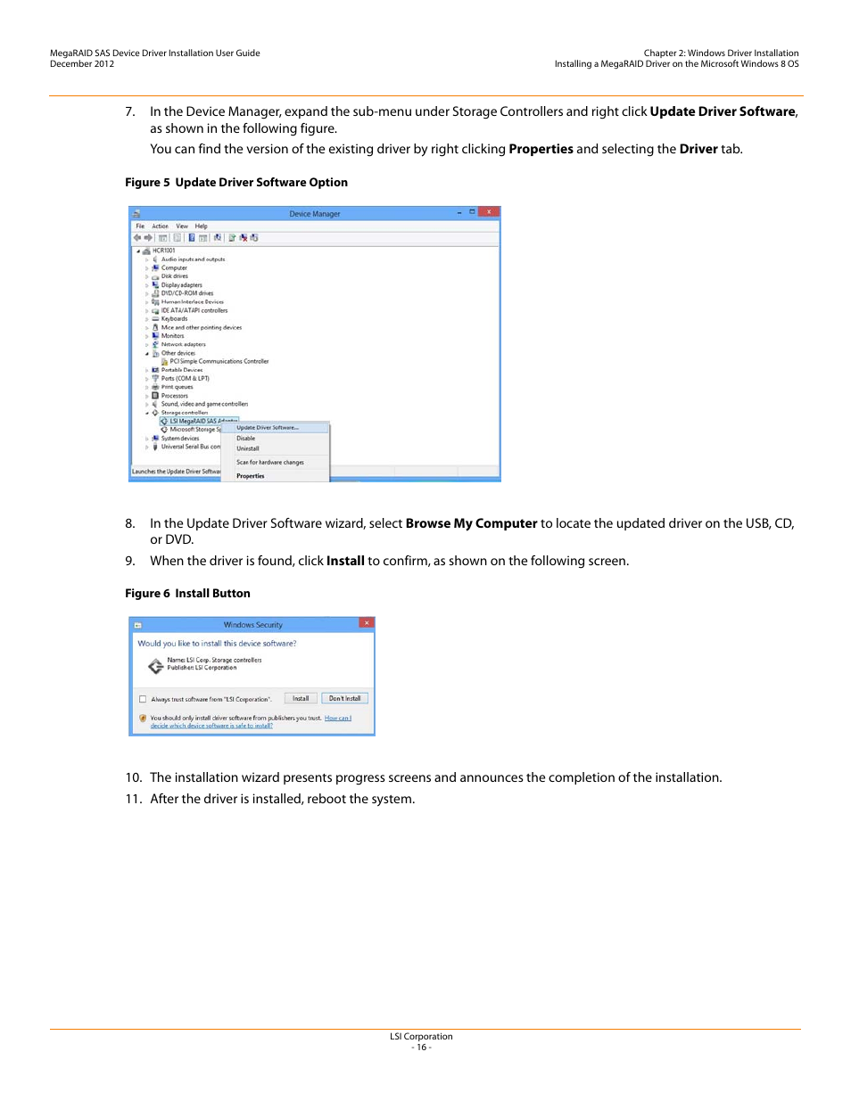 Avago Technologies MegaRAID SAS 9240-4i User Manual | Page 16 / 49