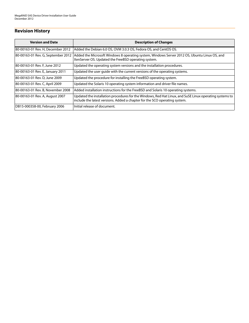 Revision history | Avago Technologies MegaRAID SAS 9240-4i User Manual | Page 2 / 49