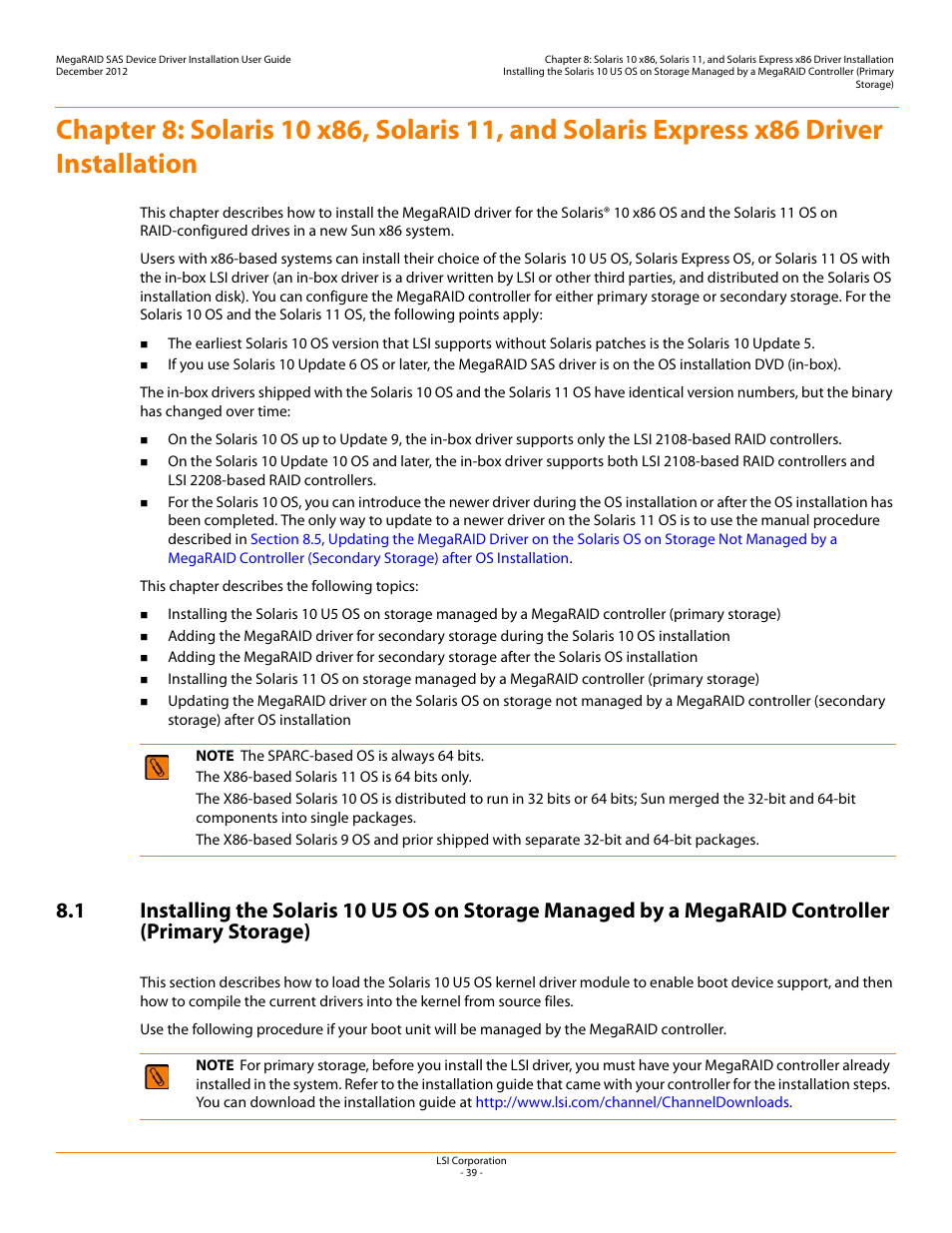 Chapter 8 | Avago Technologies MegaRAID SAS 9240-4i User Manual | Page 39 / 49