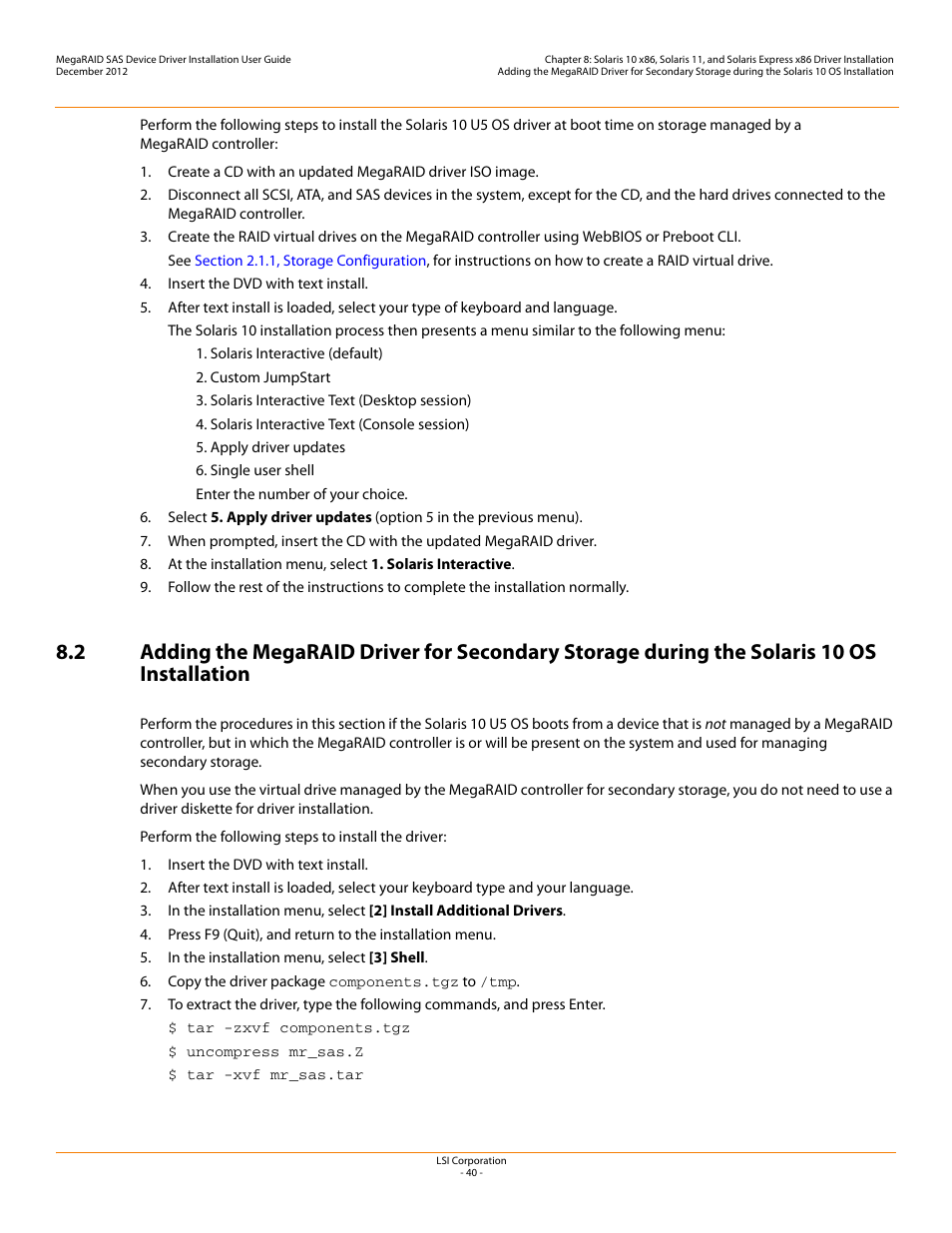 Avago Technologies MegaRAID SAS 9240-4i User Manual | Page 40 / 49