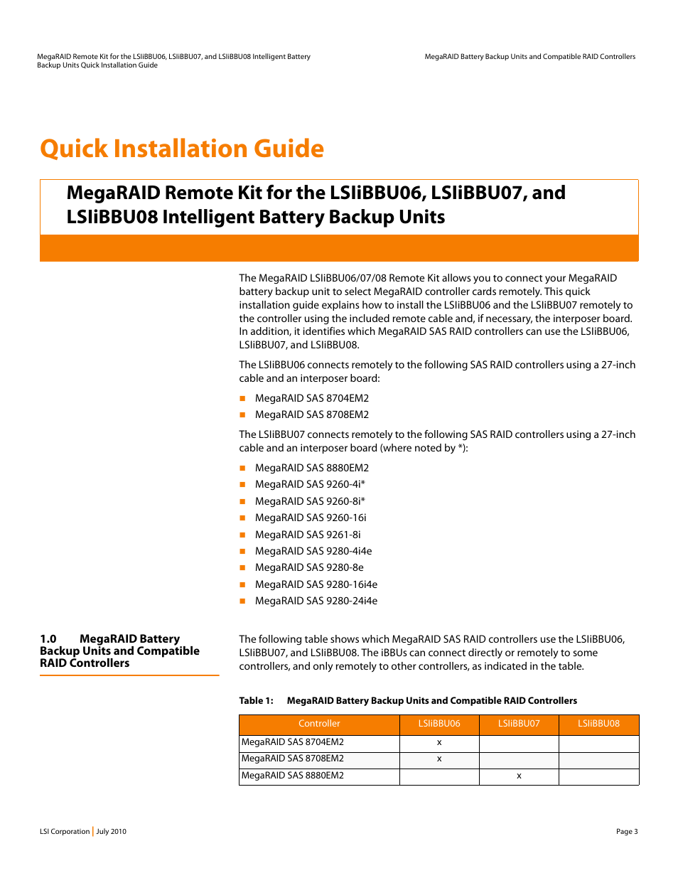 Quick installation guide | Avago Technologies MegaRAID SAS 9260-16i User Manual | Page 3 / 14