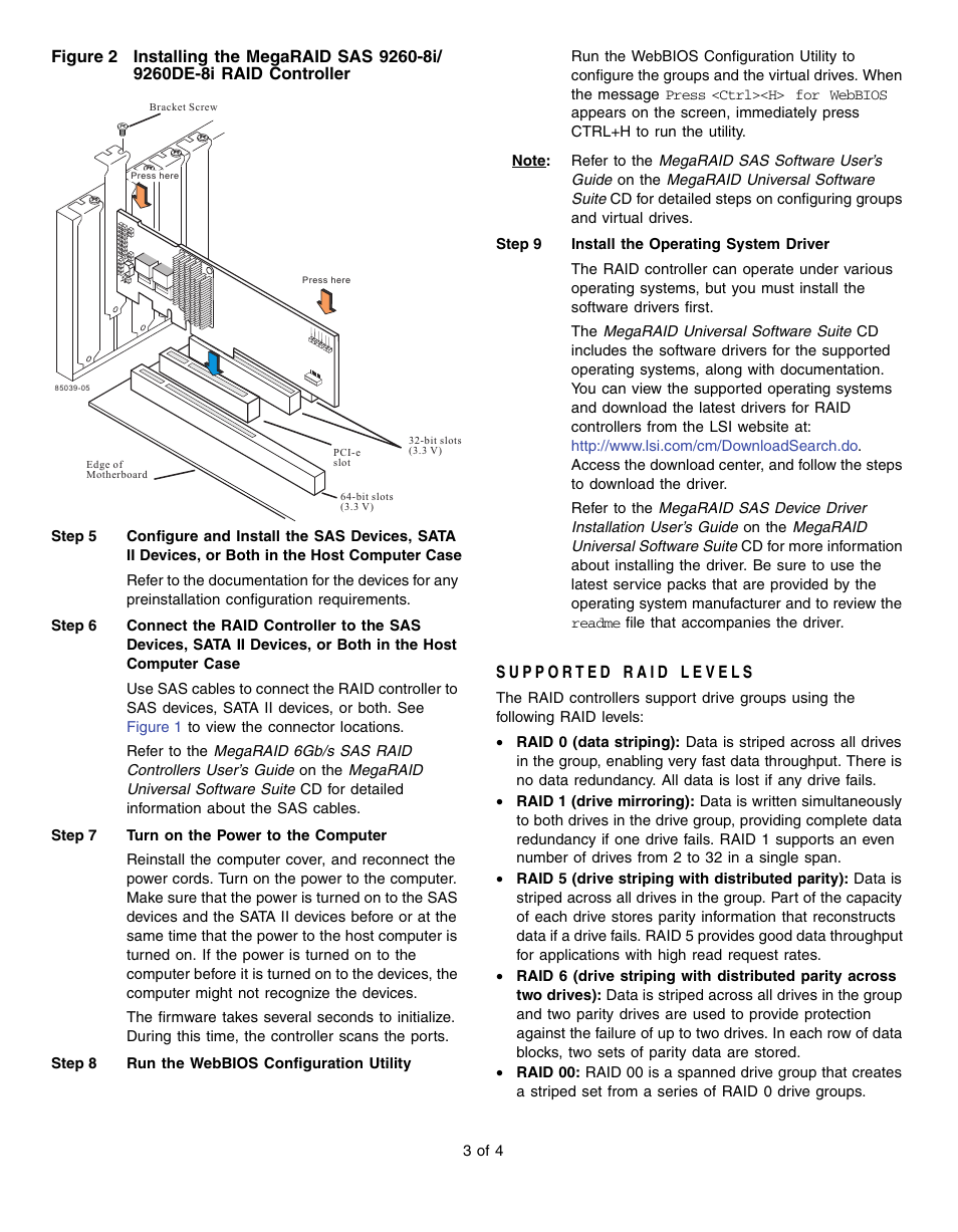 Supported raid levels, Figure 2 | Avago Technologies MegaRAID SAS 9260-4i User Manual | Page 3 / 4