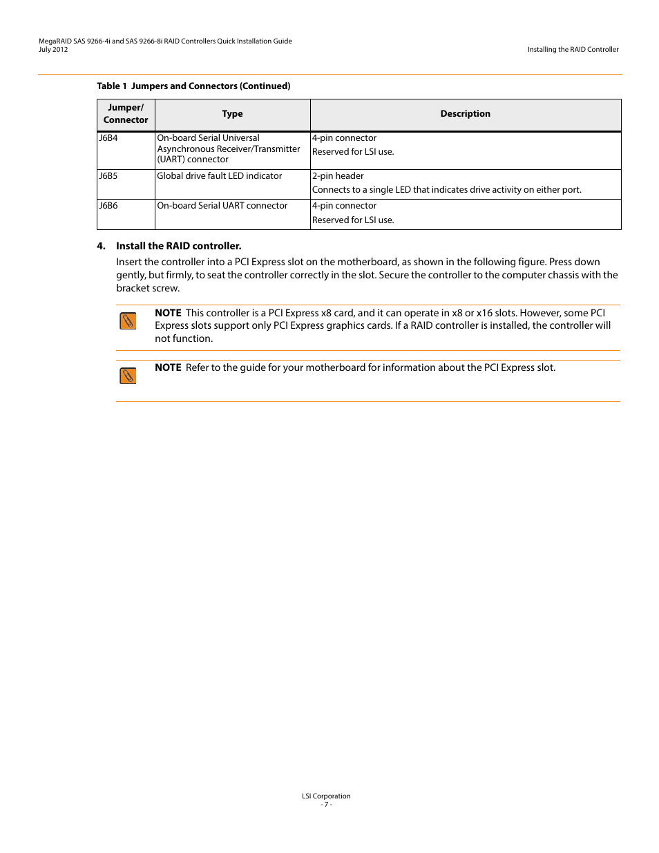 Avago Technologies MegaRAID SAS 9266-4i User Manual | Page 7 / 26