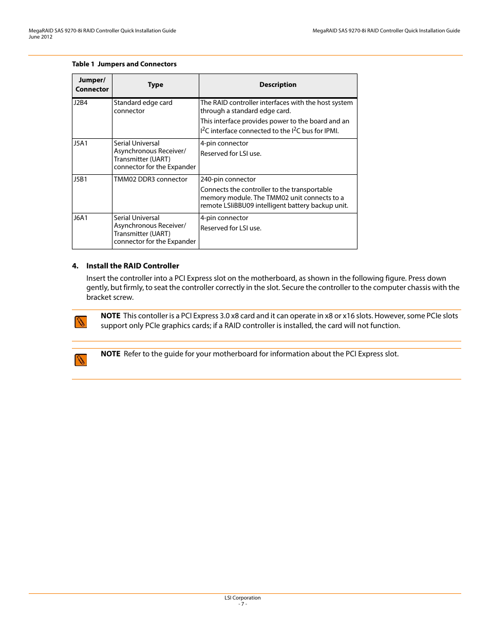 Avago Technologies MegaRAID SAS 9270-8i User Manual | Page 7 / 12