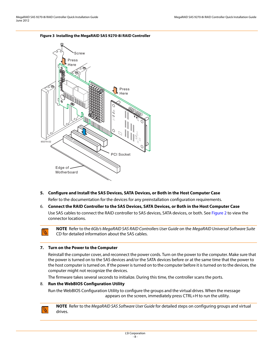 Avago Technologies MegaRAID SAS 9270-8i User Manual | Page 8 / 12