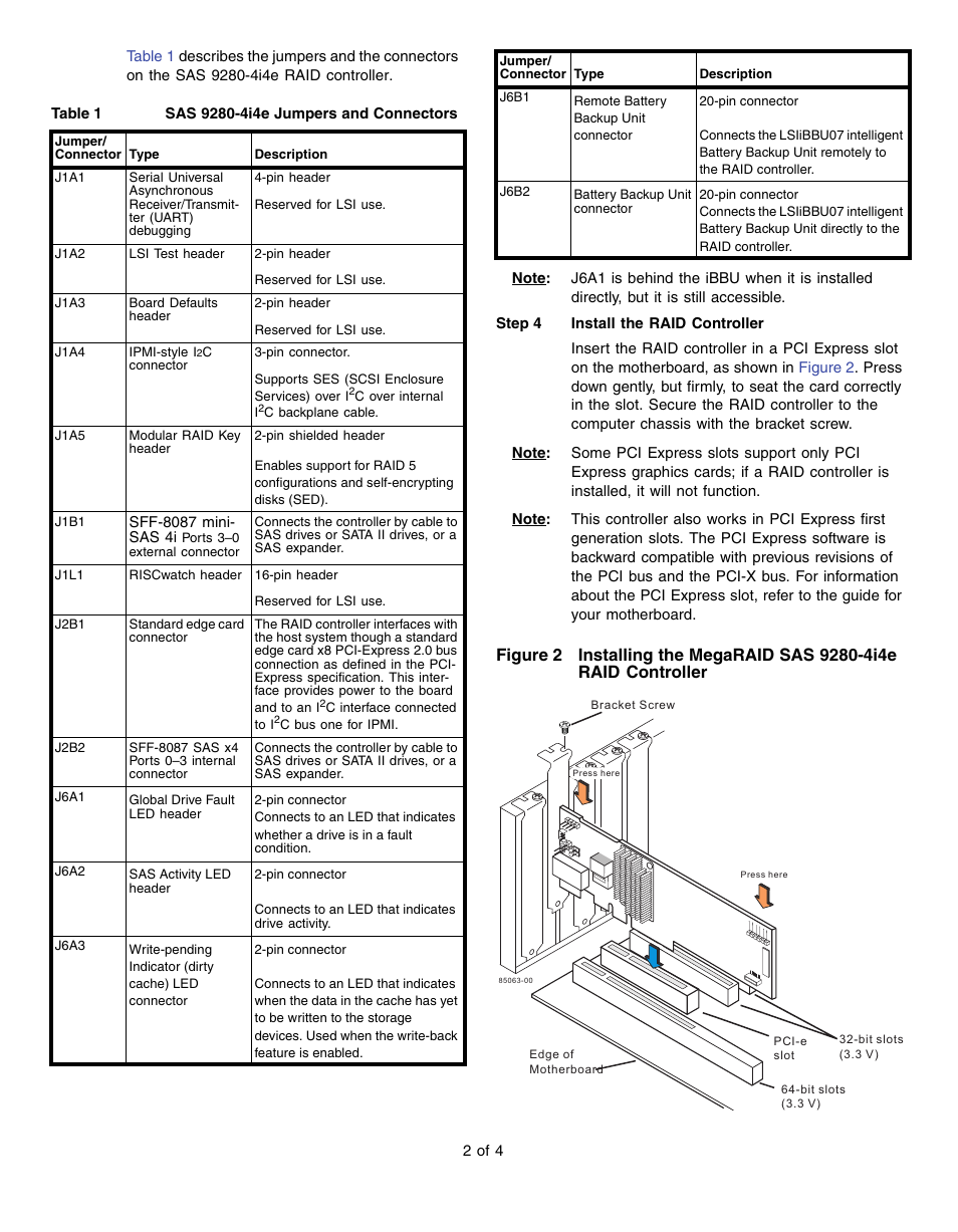 Avago Technologies MegaRAID SAS 9280-4i4e User Manual | Page 2 / 4