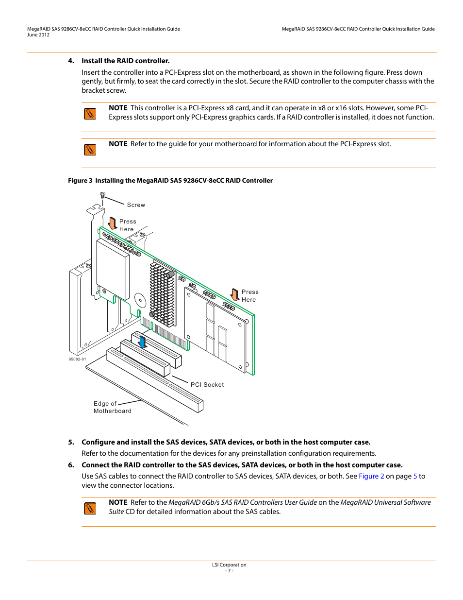 Avago Technologies MegaRAID SAS 9286CV-8eCC User Manual | Page 7 / 18