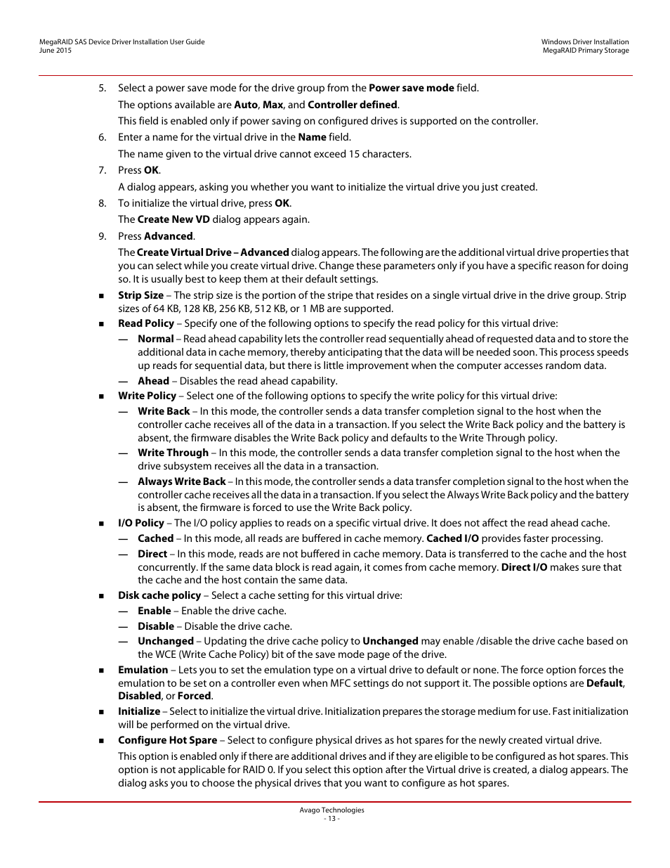 Avago Technologies MegaRAID SAS 9341-4i User Manual | Page 13 / 72