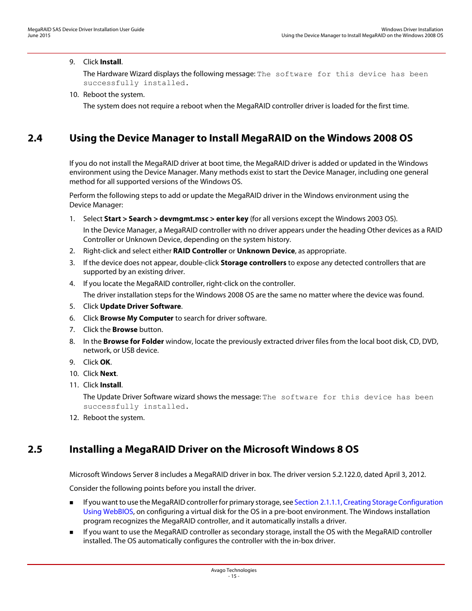 Avago Technologies MegaRAID SAS 9341-4i User Manual | Page 15 / 72