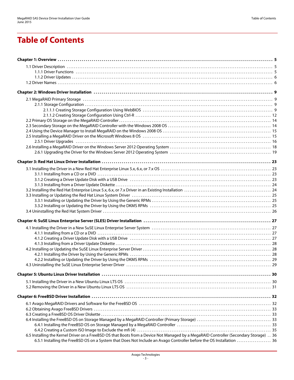 Avago Technologies MegaRAID SAS 9341-4i User Manual | Page 3 / 72