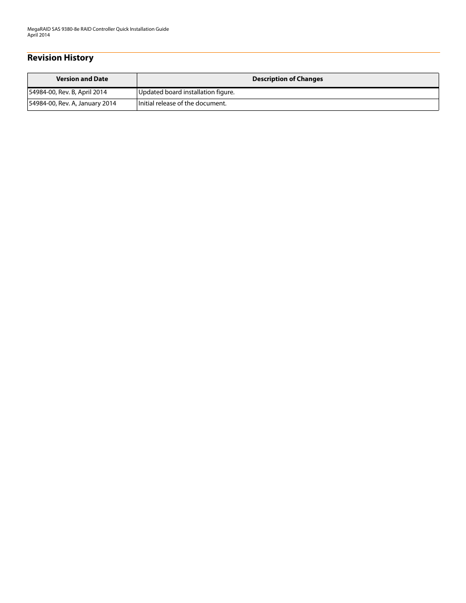 Revision history | Avago Technologies MegaRAID SAS 9380-8e User Manual | Page 2 / 7