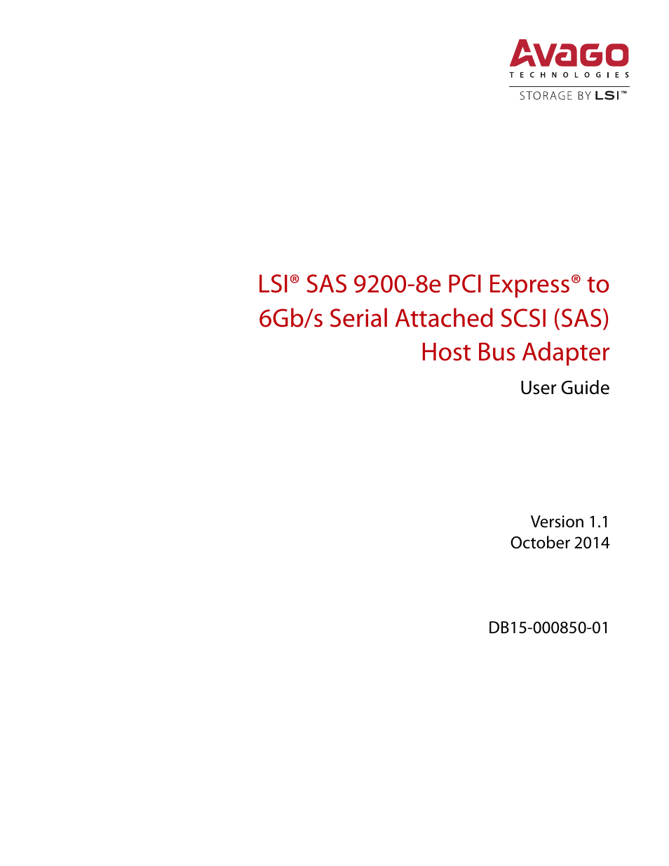 Avago Technologies SAS 9200-8e Host Bus Adapter User Manual | 10 pages