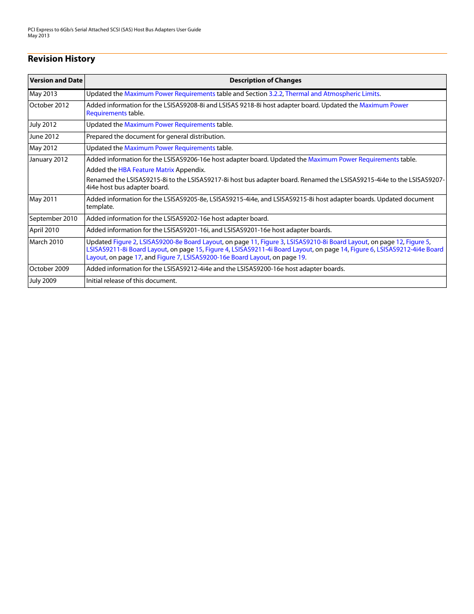 Revision history | Avago Technologies SAS 9200-8e Host Bus Adapter User Manual | Page 2 / 39