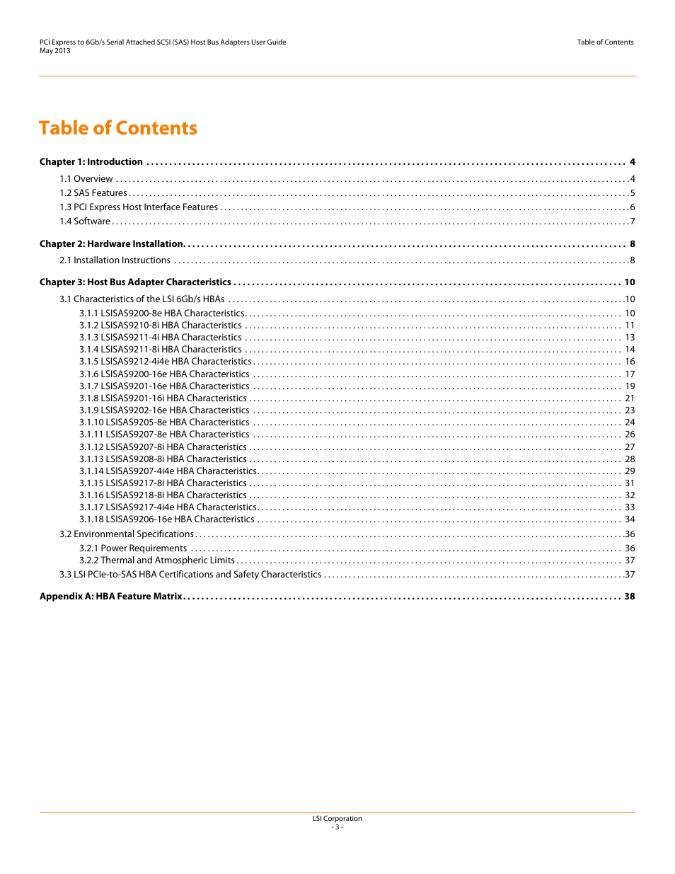 Avago Technologies SAS 9200-8e Host Bus Adapter User Manual | Page 3 / 39