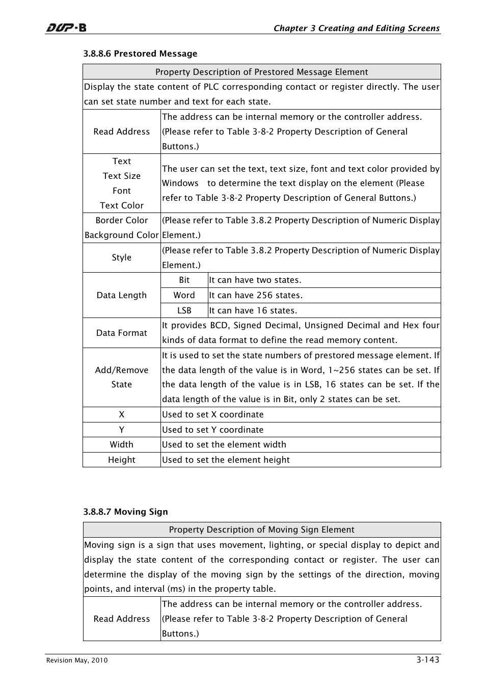 6 prestored message, 7 moving sign | Delta Electronics DELTA DUP-B User Manual | Page 164 / 491