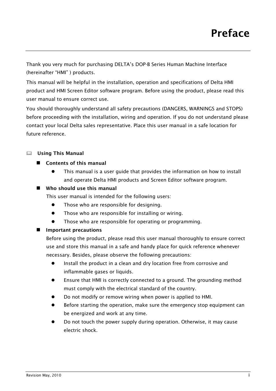Preface | Delta Electronics DELTA DUP-B User Manual | Page 2 / 491