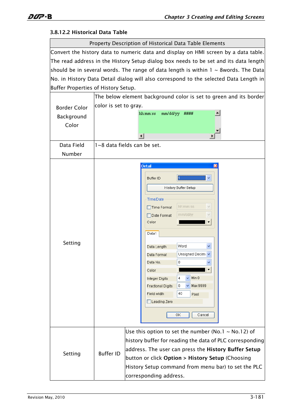 2 historical data table | Delta Electronics DELTA DUP-B User Manual | Page 202 / 491