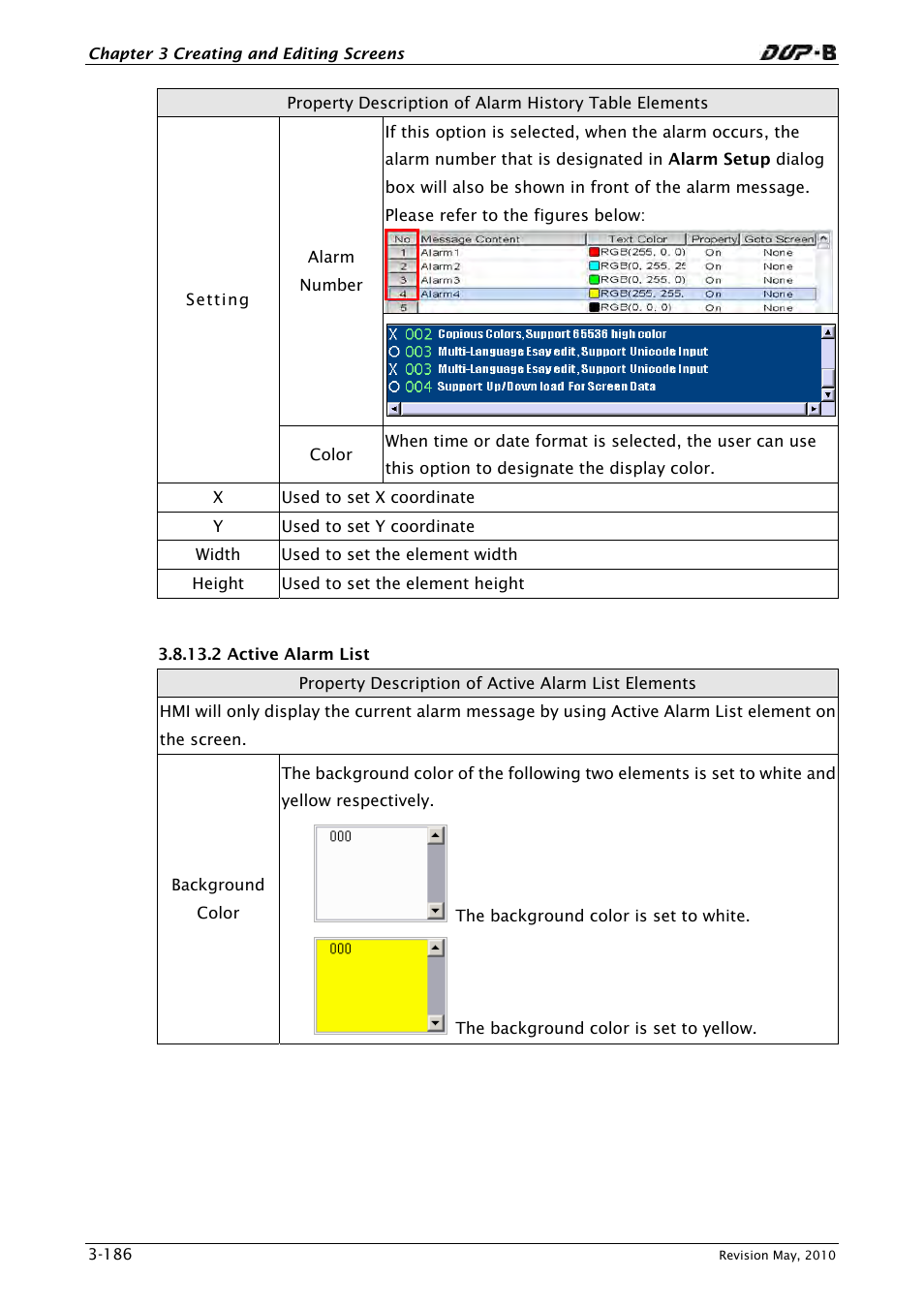 2 active alarm list | Delta Electronics DELTA DUP-B User Manual | Page 207 / 491