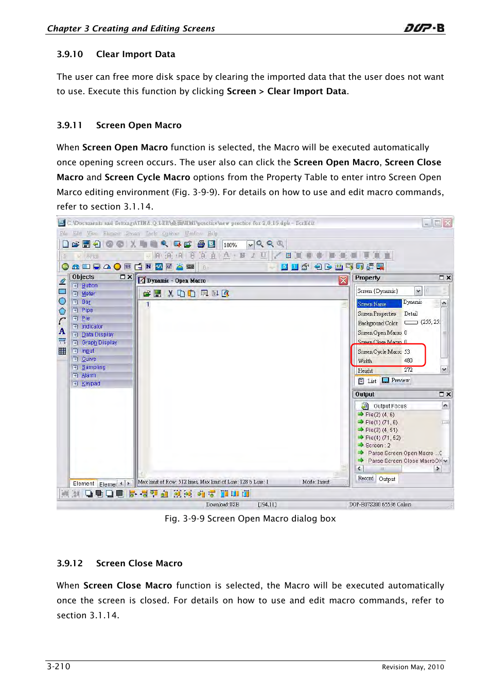 10 clear import data, 11 screen open macro, 12 screen close macro | Delta Electronics DELTA DUP-B User Manual | Page 231 / 491